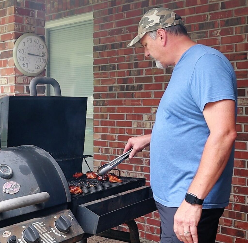 Grilling the Char Sui on the Charcoal Grill