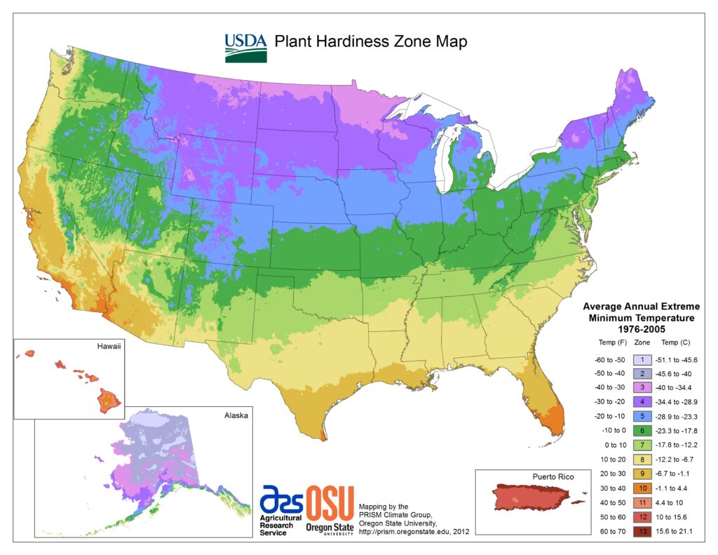 USDA Plant Hardiness Zones - USA