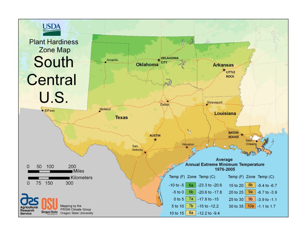 South Central USDA Plant Hardiness Zones
