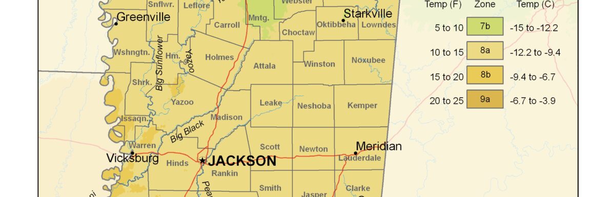 USDA Plant Hardiness Zones - Mississippi