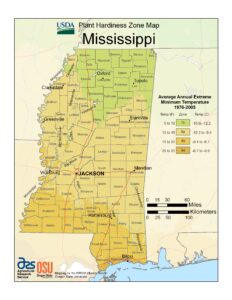 USDA Plant Hardiness Zones - Mississippi