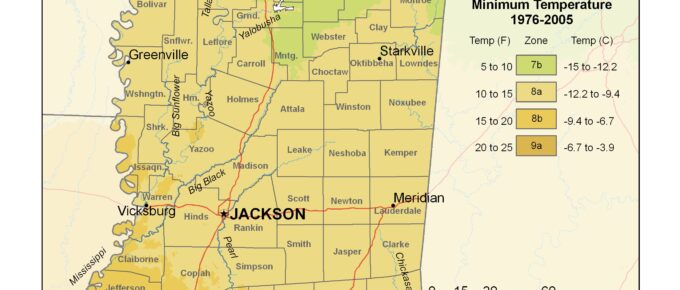 USDA Plant Hardiness Zones - Mississippi